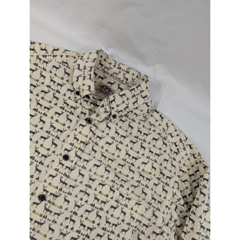 Barn Fly Shirt Mens Small AOP Buffalo Western Cowboy Rodeo‎ Cotton USA *Read